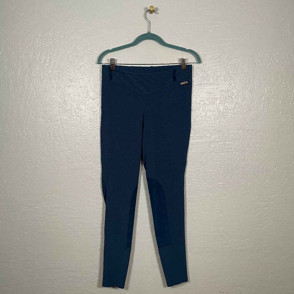 Kerrits Women L Blue Equestrian Riding Pants Ultrasuede Patches Leggings